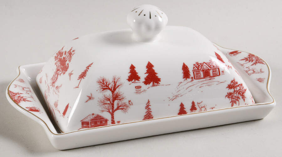 Red Village 1/4 Lb Covered Butter by Grace's Teaware-1