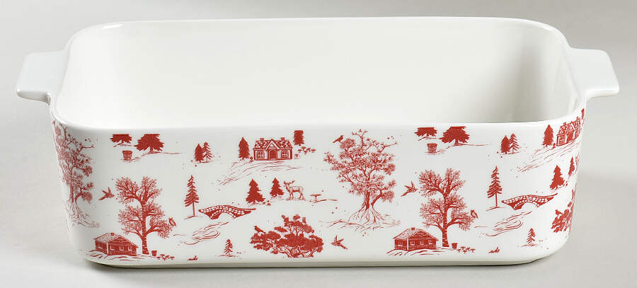 Red Village Rectangular Baker No Lid by Grace's Teaware-1