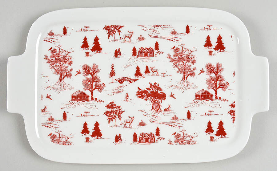 Red Village Lid for Rectangular Baker by Grace's Teaware-1