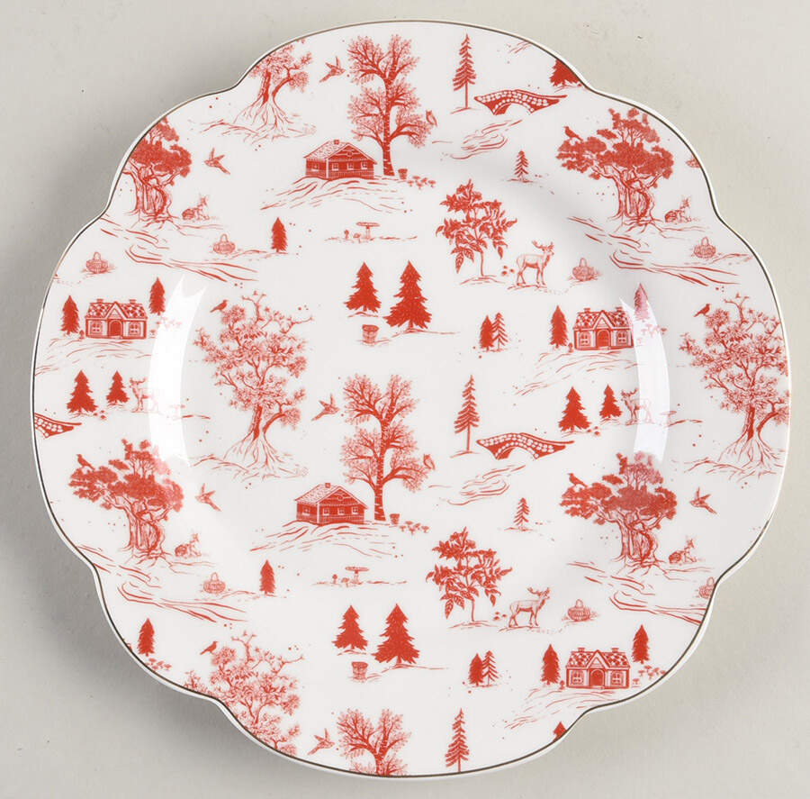 Red Village Salad Plate by Grace's Teaware-1