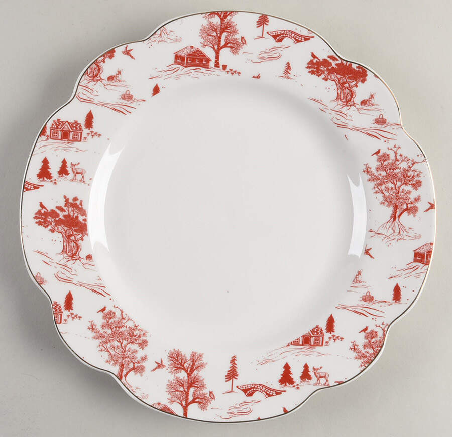 Red Village Dinner Plate by Grace's Teaware-1