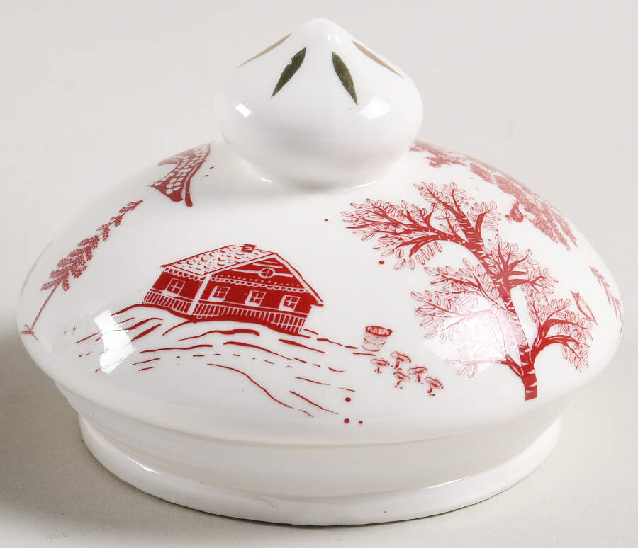 Red Village Lid for 6" Canister by Grace's Teaware-1
