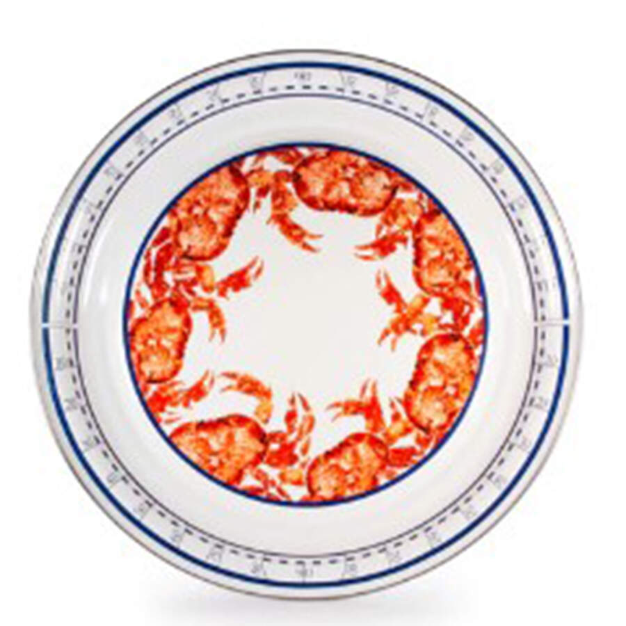Crab House Enamelware 20" Round Tray by Golden Rabbit Enamelware-1