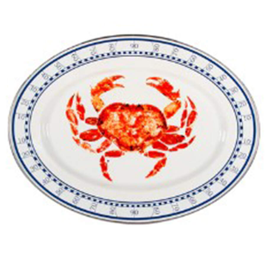 Crab House Enamelware 16" Oval Serving Platter by Golden Rabbit Enamelware-1