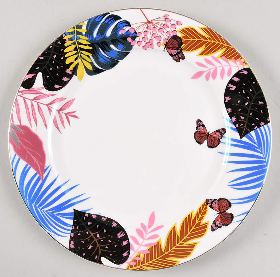 Pink Palm Butterfly Dinner Plate by Grace's Teaware-1