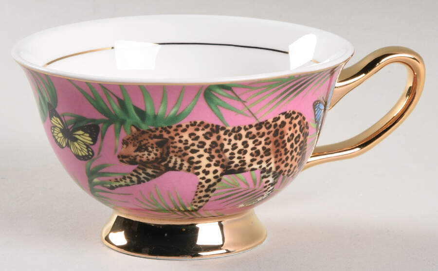 Pink Palm Butterfly Flat Cup by Grace's Teaware-1