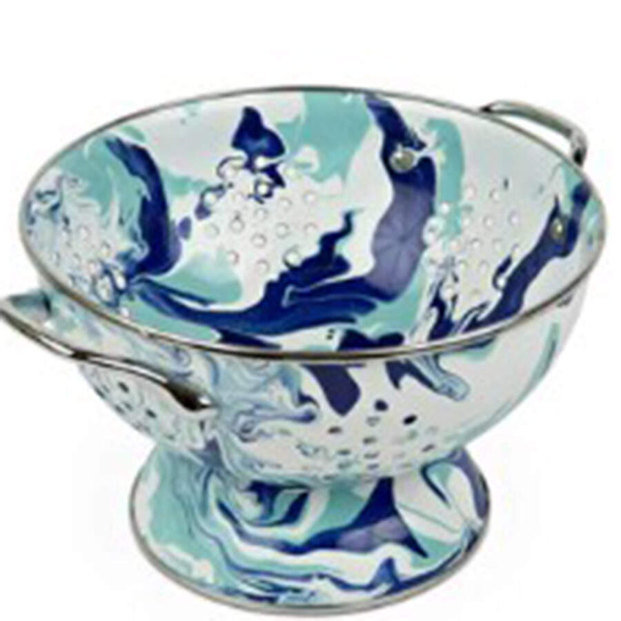 Lagoon Enamelware 3 Quart Metal Colander by Golden Rabbit Enamelware-1