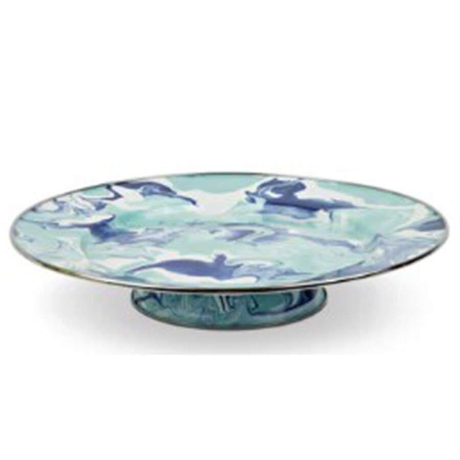 Lagoon Enamelware 12" Diameter Pedestal Cake Stand by Golden Rabbit Enamelware-1