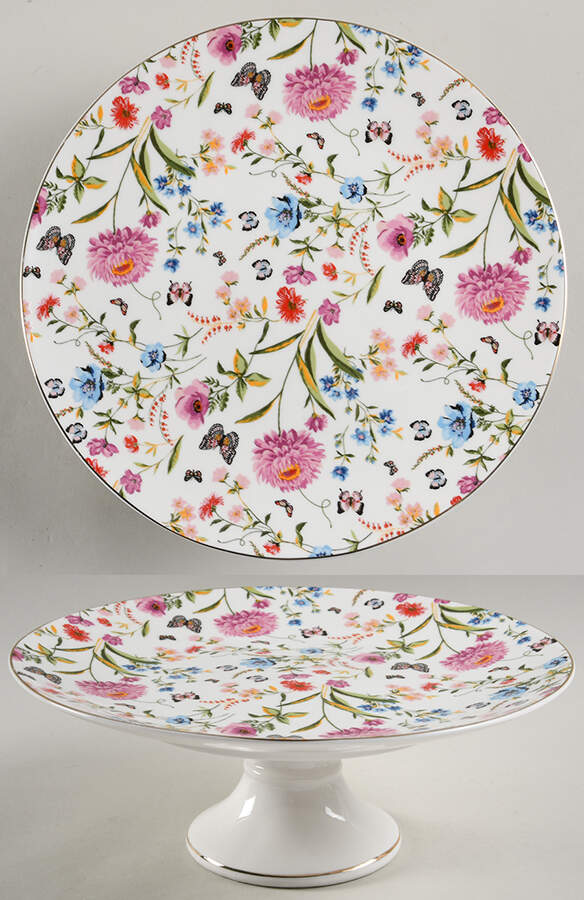 Butterfly Garden 10" Diameter Pedestal Cake Stand by Grace's Teaware-1