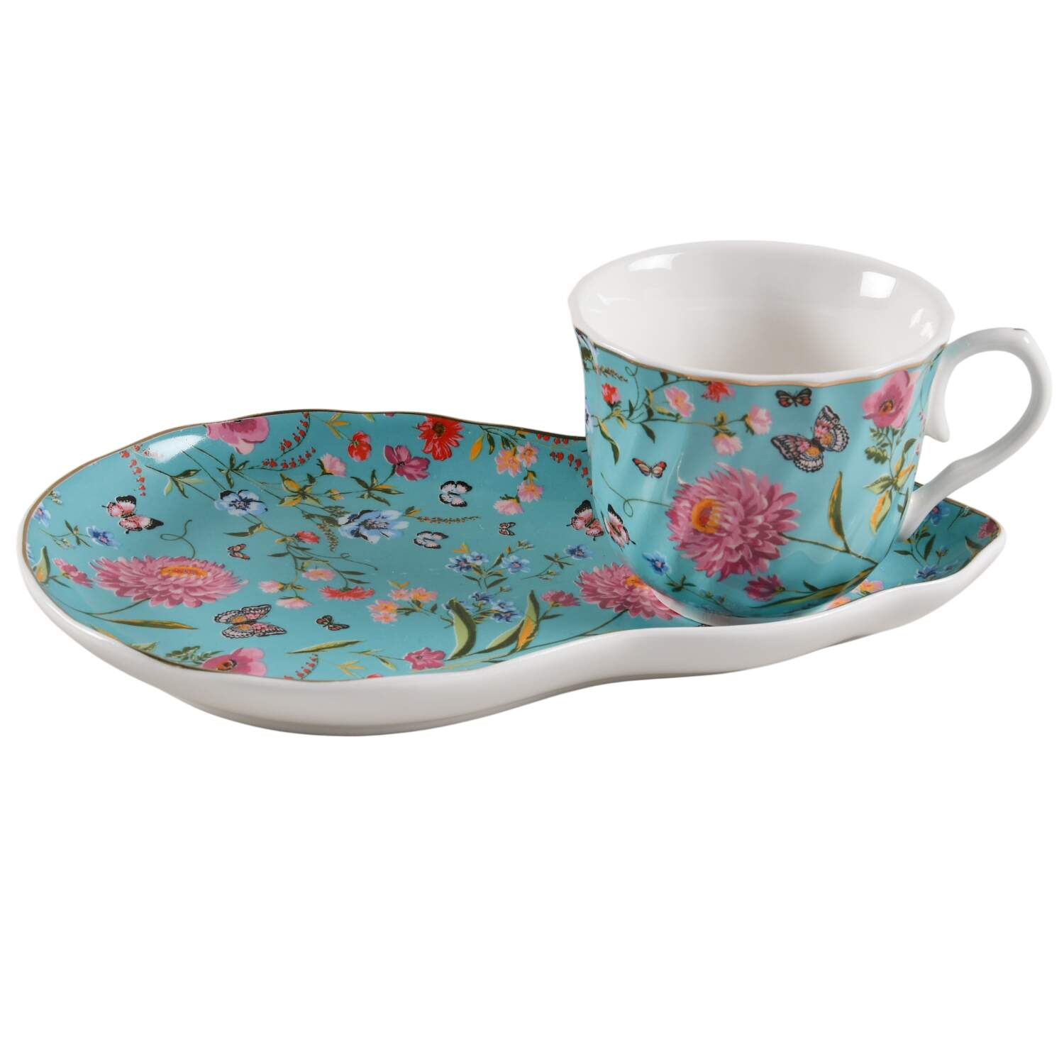 Butterfly Garden Snack Plate & Cup Set by Grace's Teaware-1