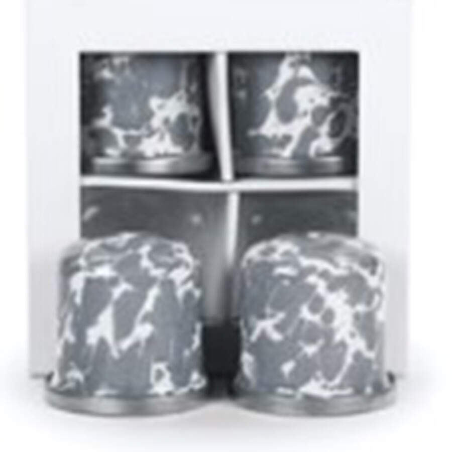 Grey Swirl Enamelware Salt & Pepper Set by Golden Rabbit Enamelware-1