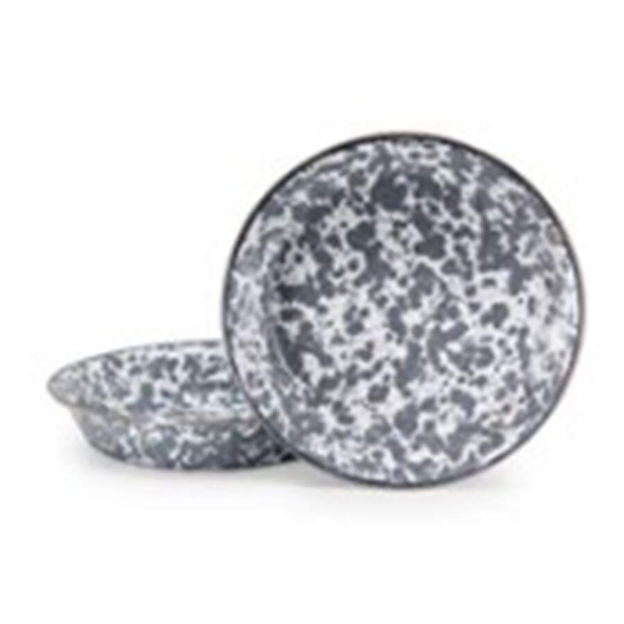 Grey Swirl Enamelware Pie Serving Plate by Golden Rabbit Enamelware-1