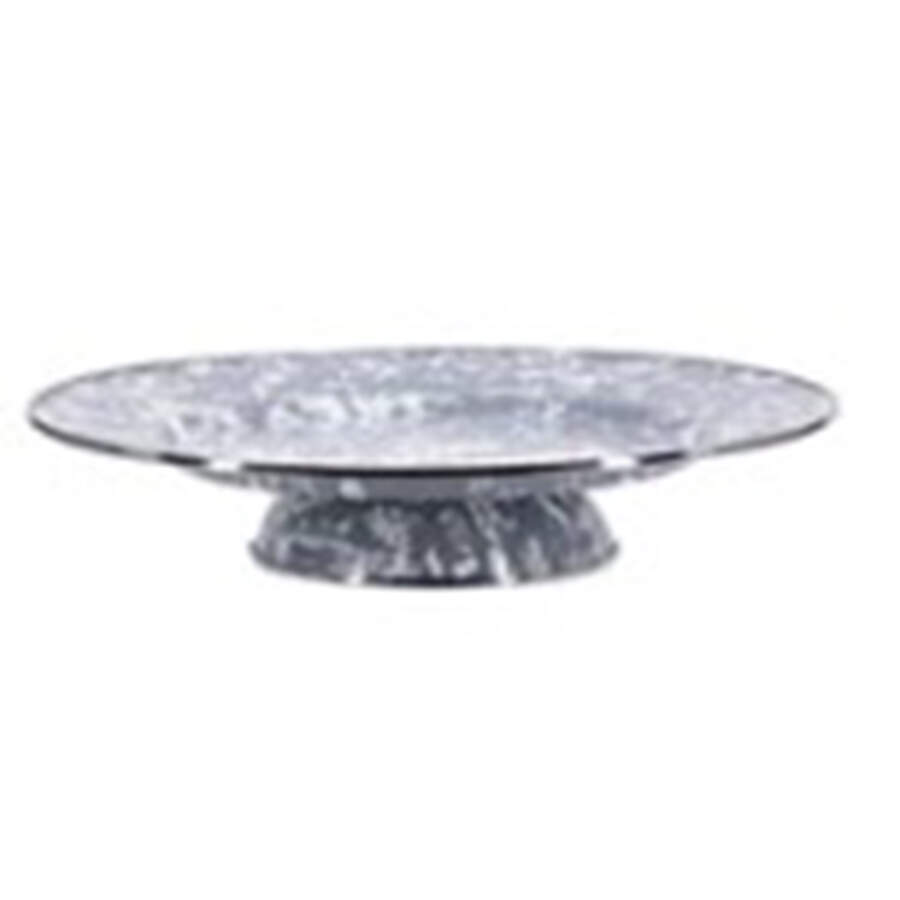 Grey Swirl Enamelware 12" Diameter Pedestal Cake Stand by Golden Rabbit Enamelware-1