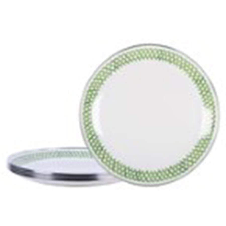 Green Scallop Enamelware Dinner Plate by Golden Rabbit Enamelware-1