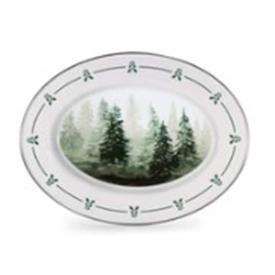 Forest Glen Enamelware 12" Oval Serving Platter by Golden Rabbit Enamelware-1