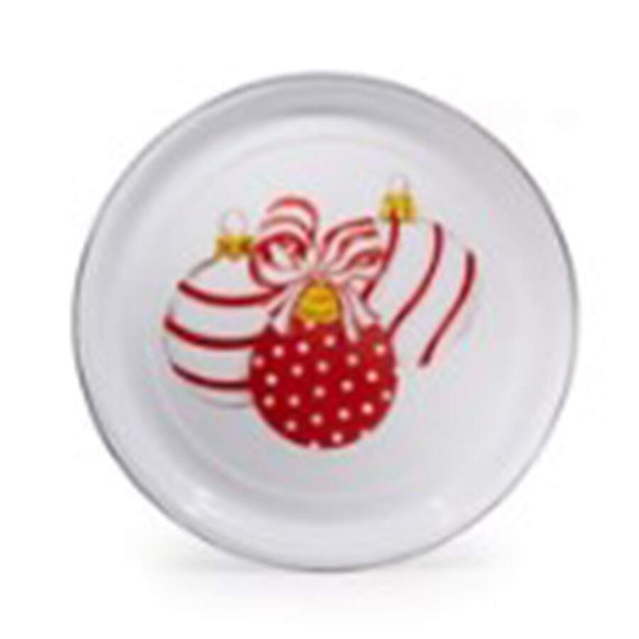 Ornaments Enamelware 15" Round Tray by Golden Rabbit Enamelware-1