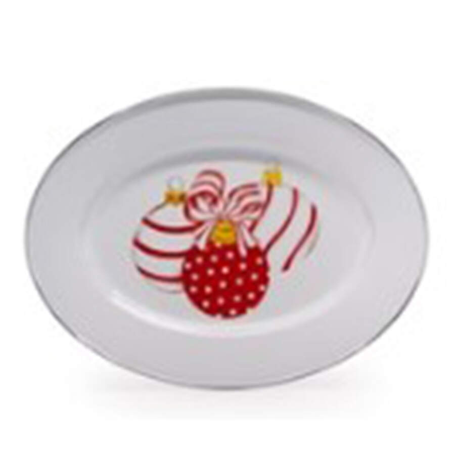 Ornaments Enamelware 12" Oval Serving Platter by Golden Rabbit Enamelware-1