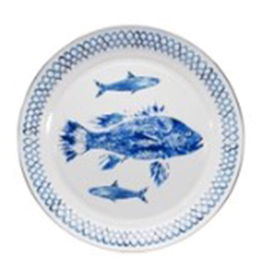 Fish Camp Enamelware 20" Round Tray by Golden Rabbit Enamelware-1