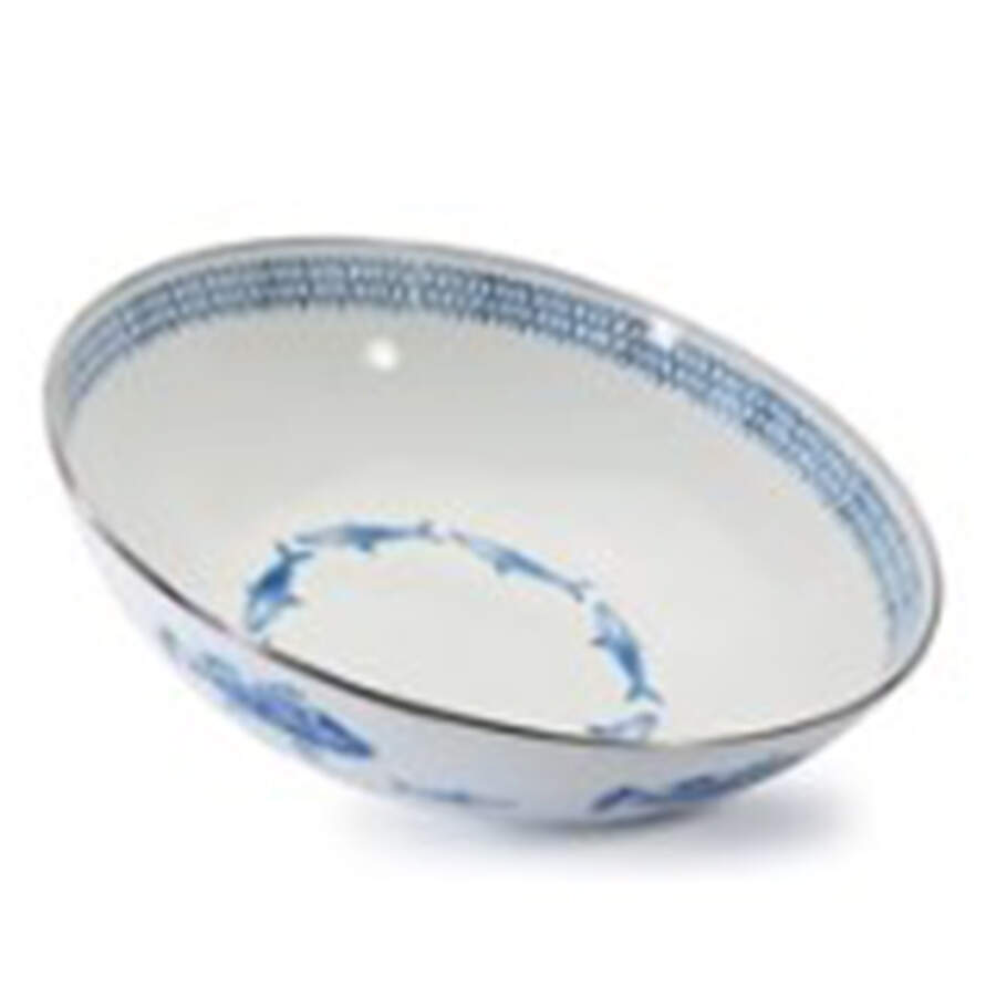 Fish Camp Enamelware 14" Round Serving Bowl by Golden Rabbit Enamelware-1