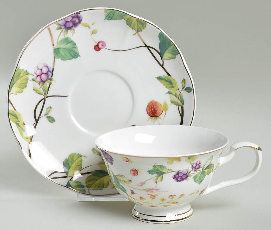 Summer Berry Footed Cup & Saucer Set by Grace's Teaware-1