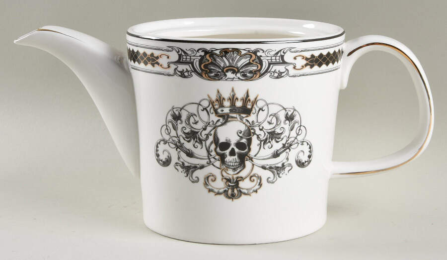 Lattice Skull with Crown Teapot No Lid by Grace's Teaware-1