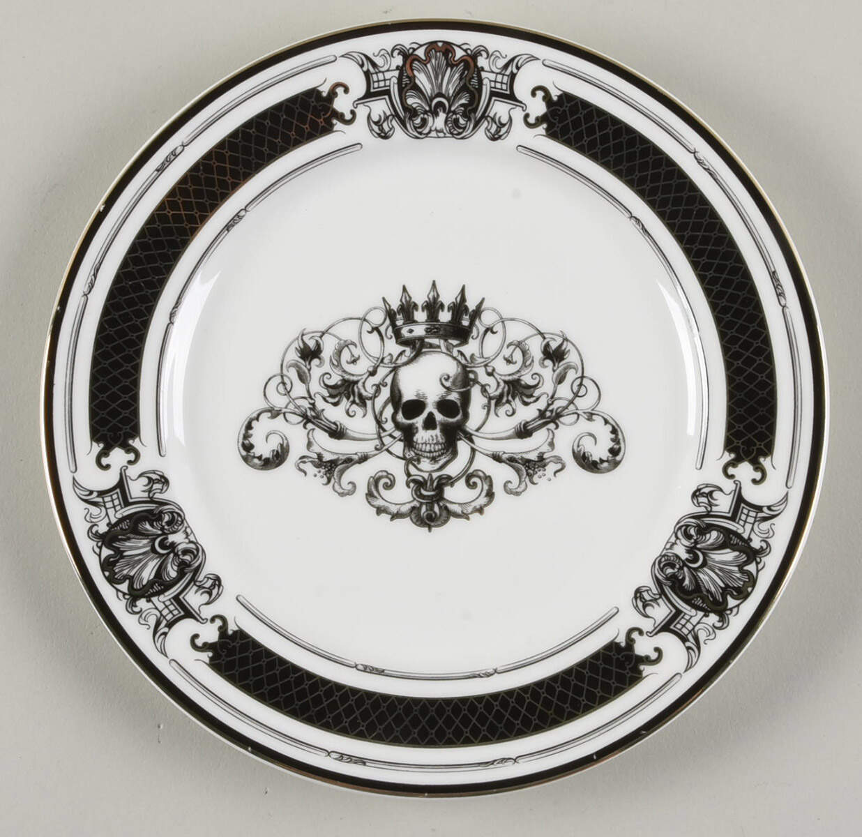 Lattice Skull with Crown Salad Plate by Grace's Teaware-1