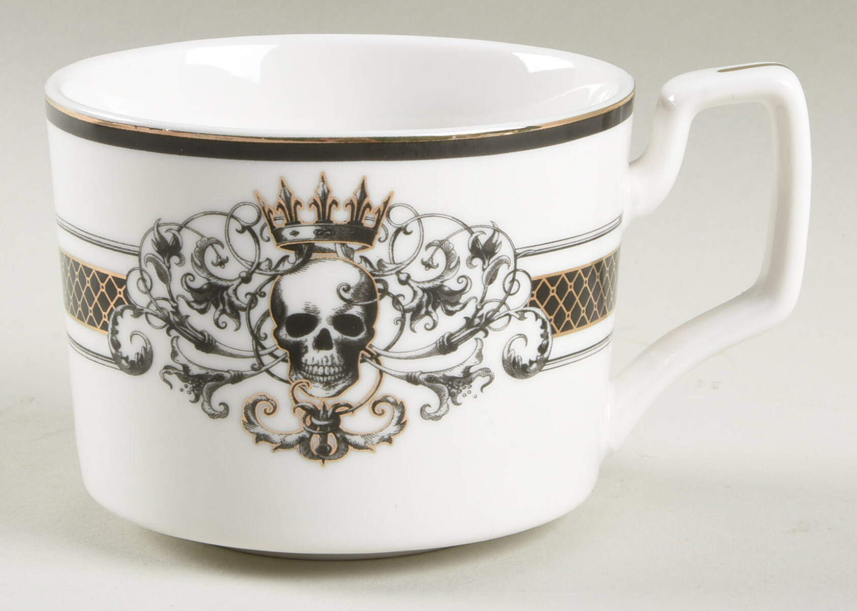 Lattice Skull with Crown Flat Cup by Grace's Teaware-1