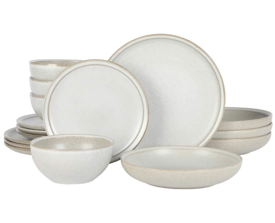 Beckett Linen White Dinner Plate by Gibson Designs-1