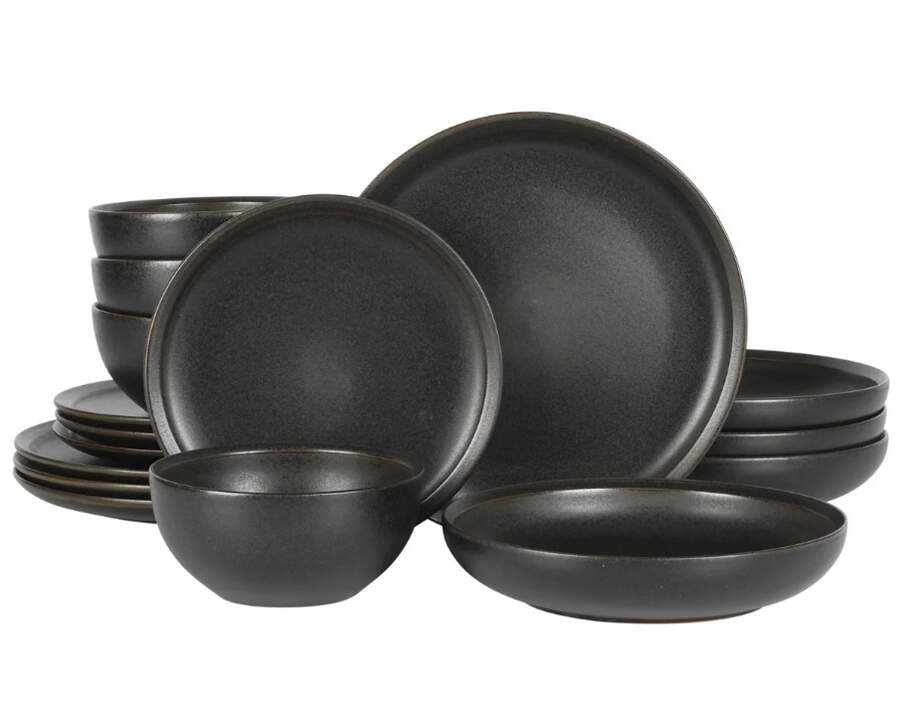 Beckett Black Dinner Plate by Gibson Designs-1