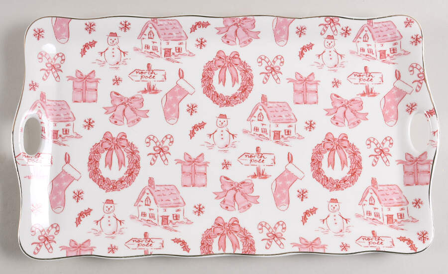 Pink Bow 15" Rectangular Tray by Grace's Teaware-1
