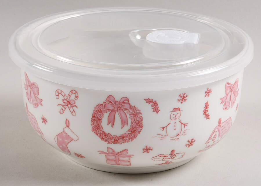 Pink Bow 6" Storage Bowl Ceramic with Plastic Lid by Grace's Teaware-1