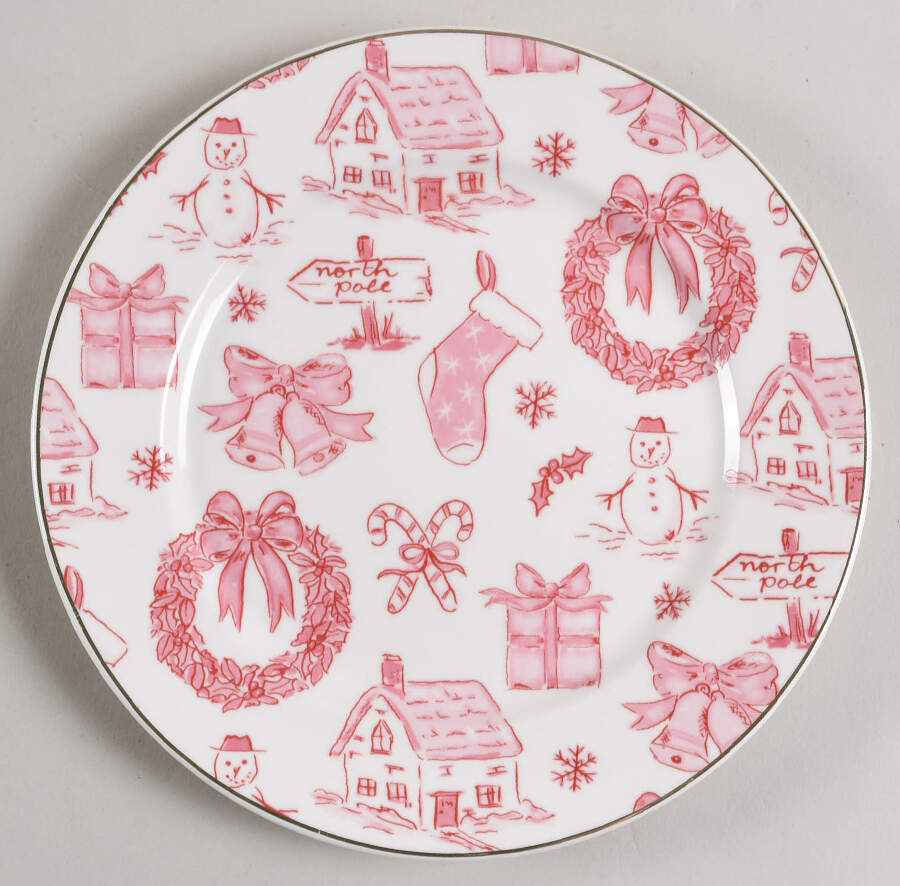 Pink Bow Salad Plate by Grace's Teaware-1