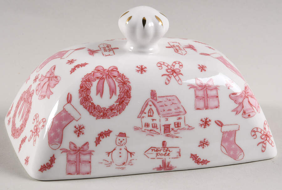 Pink Bow Lid for 1/4 Lb Butter by Grace's Teaware-1