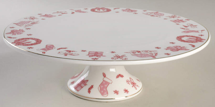 Pink Bow Footed Cake Plate by Grace's Teaware-1