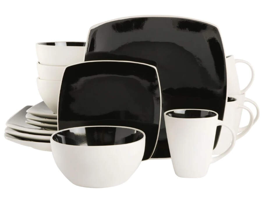 Soho Lounge Black White Dinner Plate by Gibson Designs-1