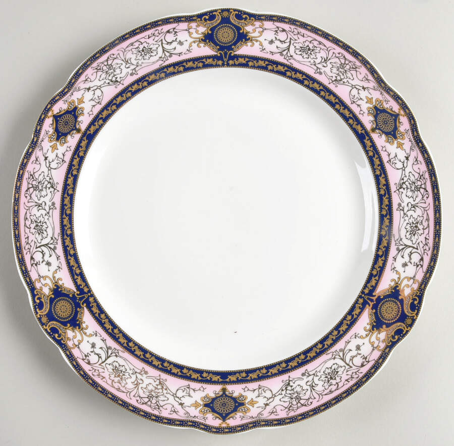 Pink Blue Diamond Dinner Plate by Grace's Teaware-1