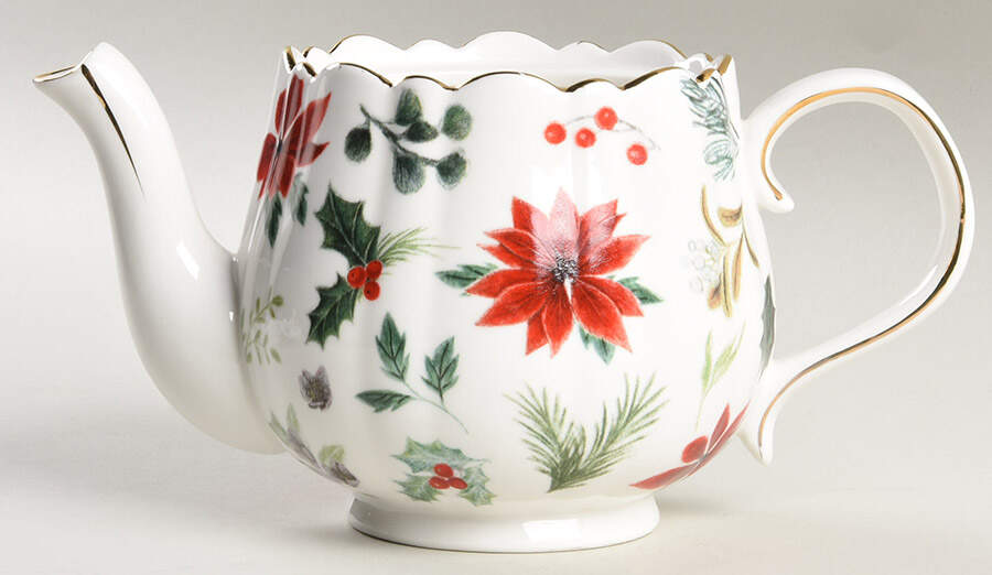 Poinsettia Teapot No Lid by Grace's Teaware-1