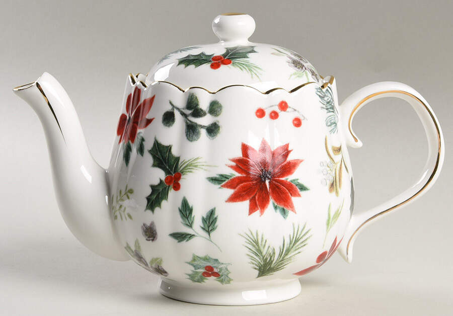 Poinsettia Teapot & Lid by Grace's Teaware-1
