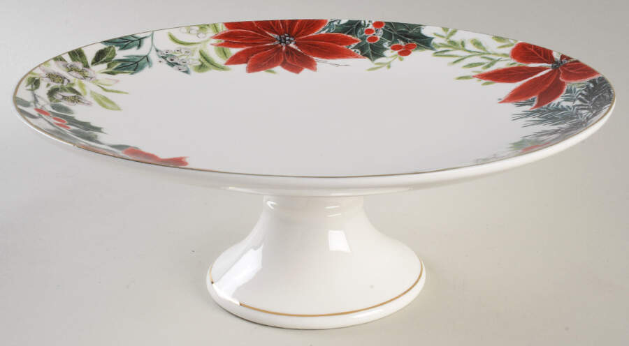 Poinsettia 10" Diameter Pedestal Cake Stand by Grace's Teaware-1