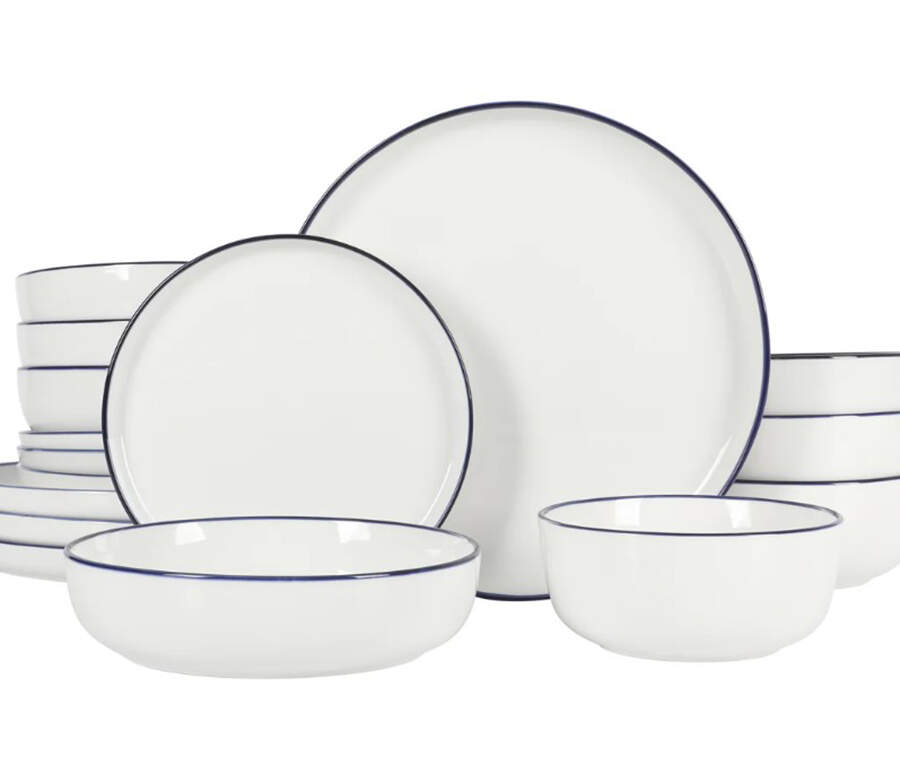 Oslo White (Blue Trim) Dinner Plate by Gibson Designs-1