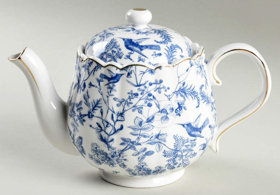 Blue White Bird Teapot & Lid by Grace's Teaware-1
