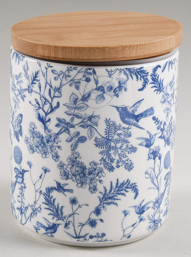 Blue White Bird 5" Canister & Lid by Grace's Teaware-1