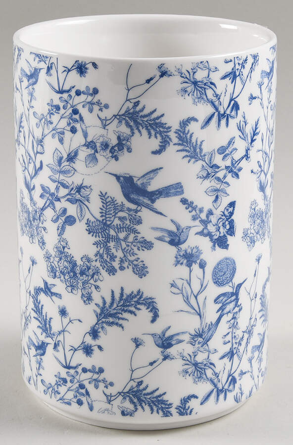 Blue White Bird Large Canister No Lid by Grace's Teaware-1