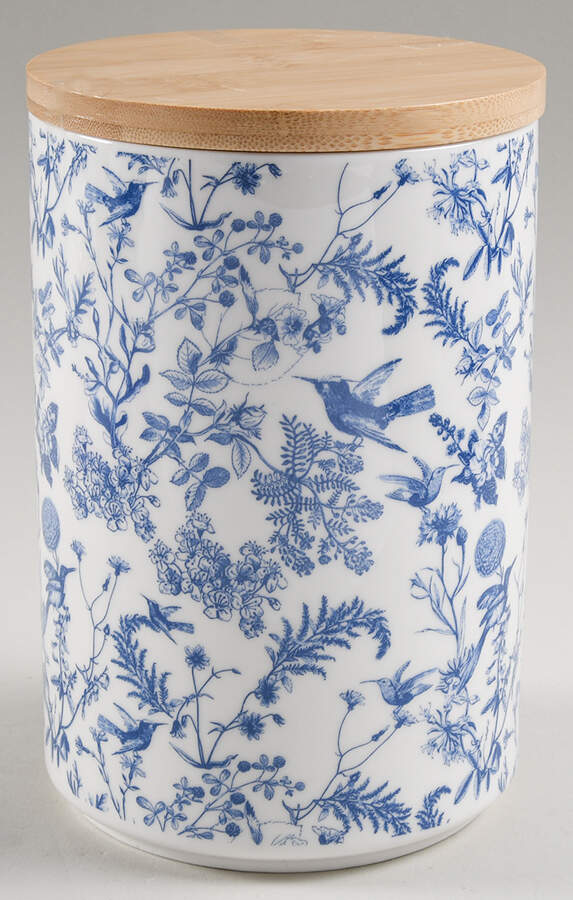 Blue White Bird Large Canister & Lid by Grace's Teaware-1