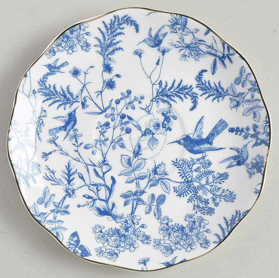 Blue White Bird Saucer by Grace's Teaware-1