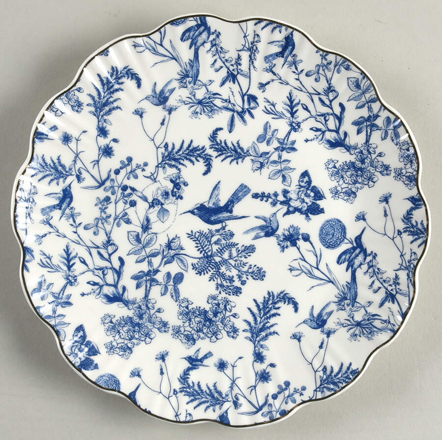 Blue White Bird Salad Plate by Grace's Teaware-1