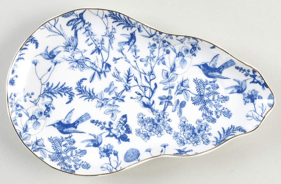 Blue White Bird Snack Plate by Grace's Teaware-1
