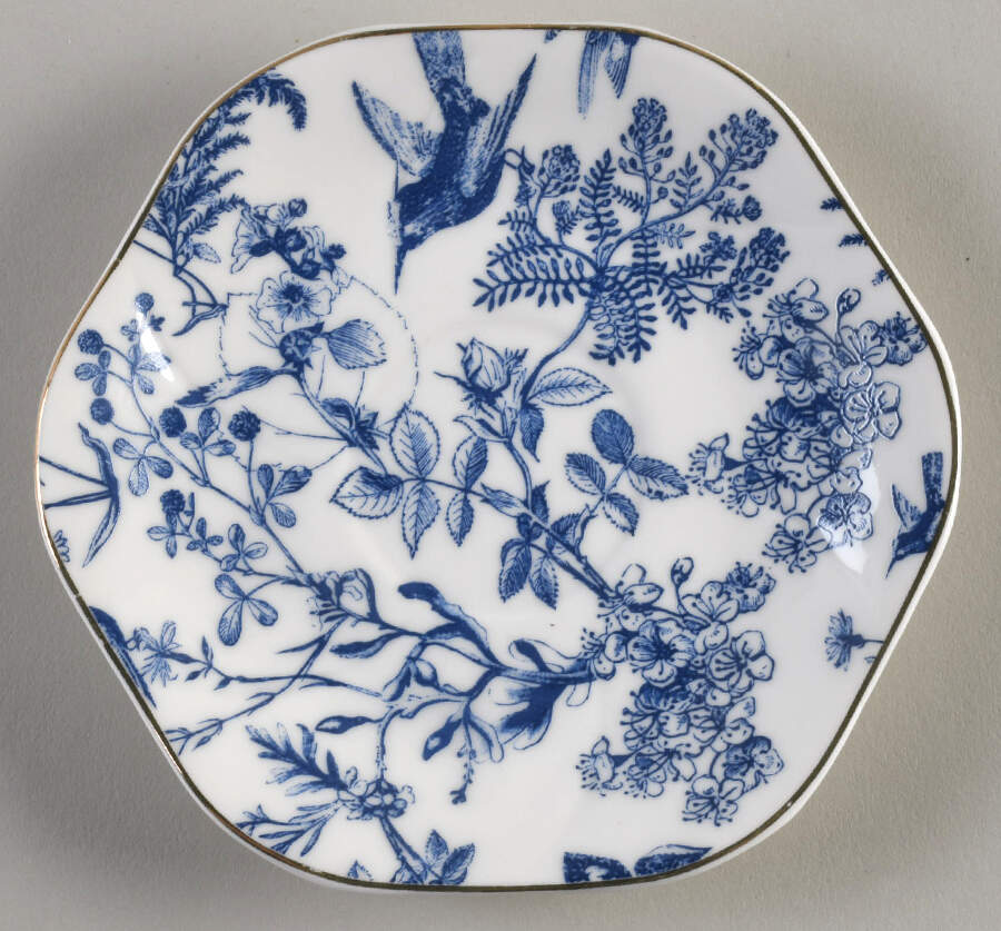 Blue White Bird Saucer for Demitasse Cup by Grace's Teaware-1