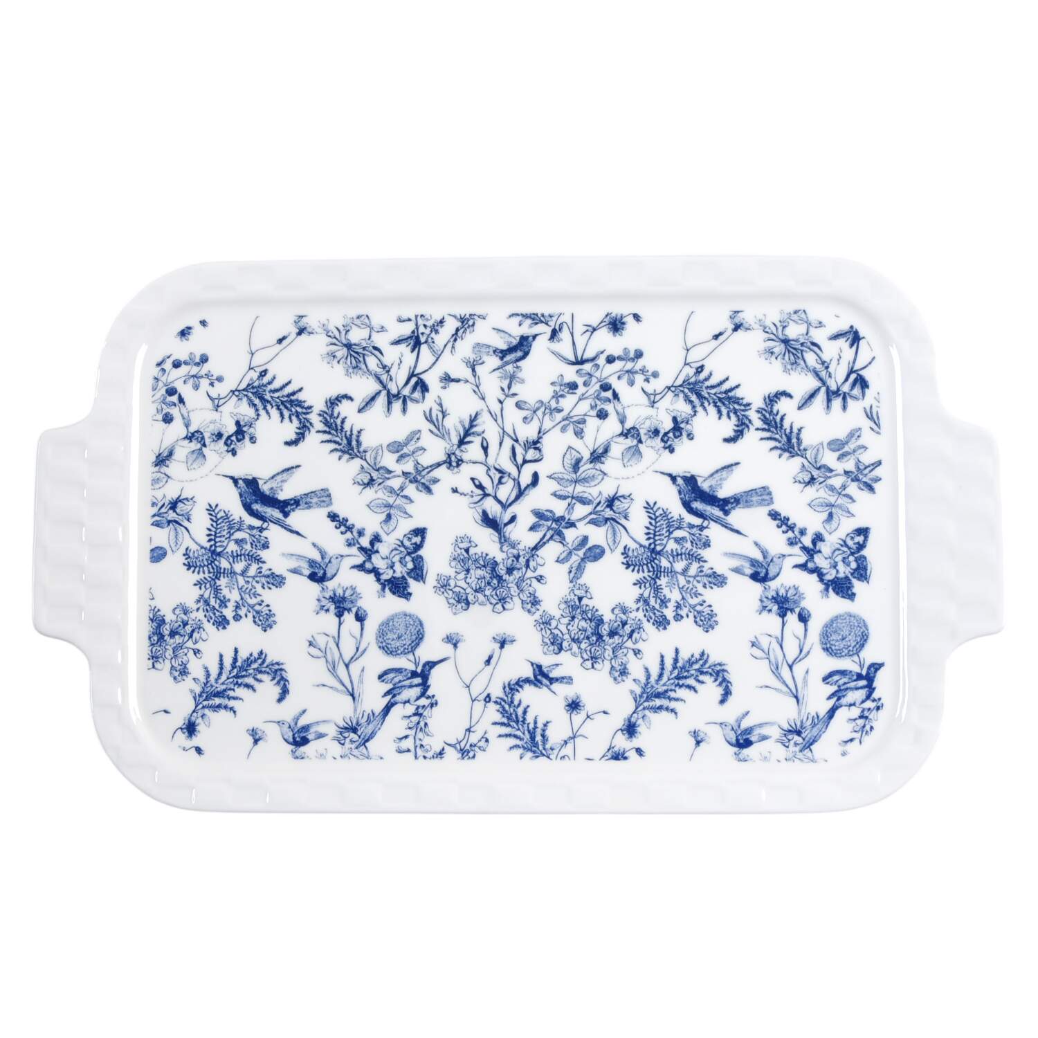 Blue White Bird Rectangular Baker No Lid by Grace's Teaware-1