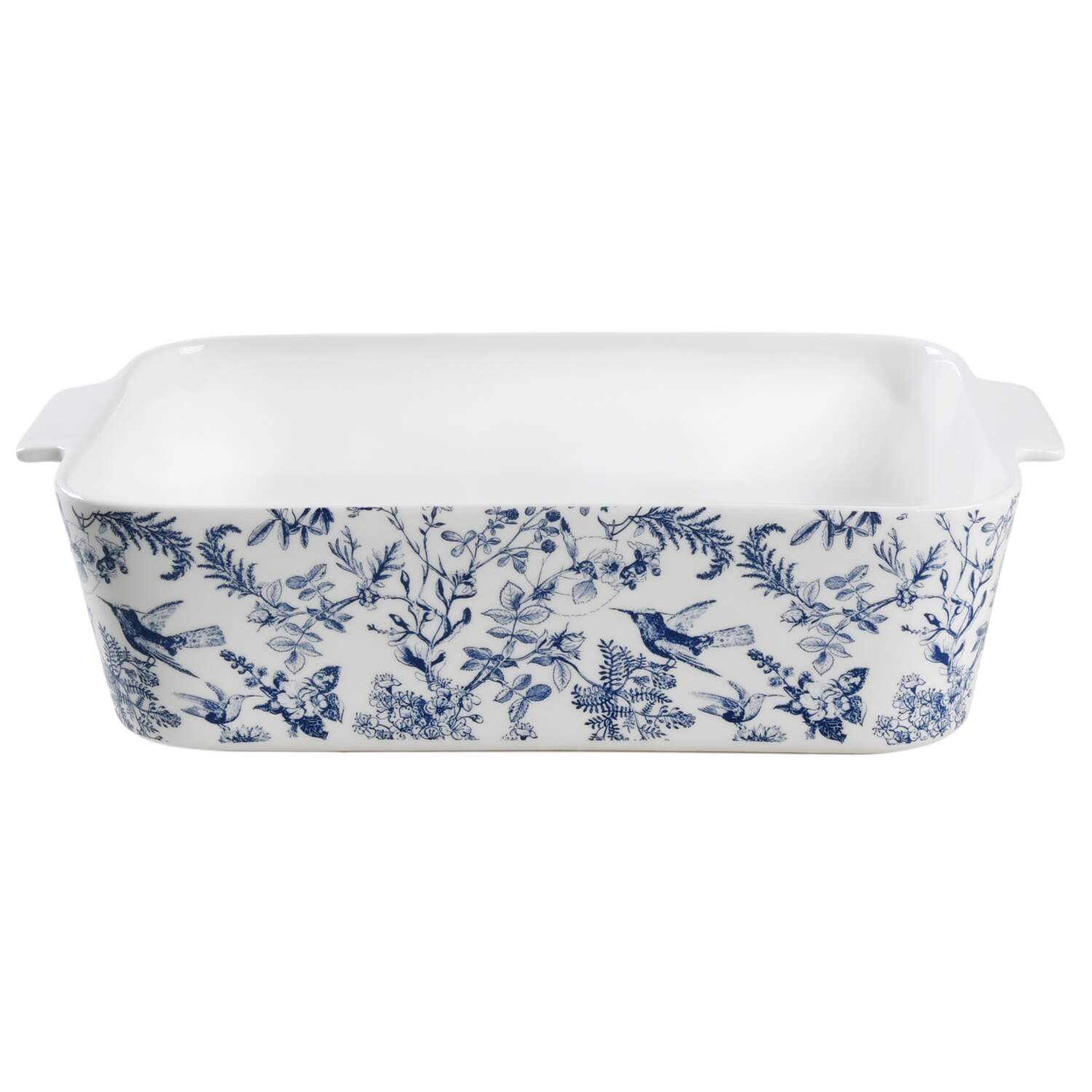 Blue White Bird Lid for Rectangular Baker by Grace's Teaware-1